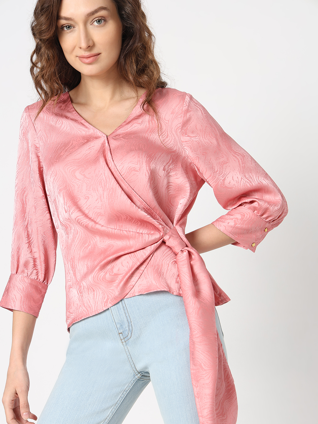 Vero Moda Women Abstract Pink Top