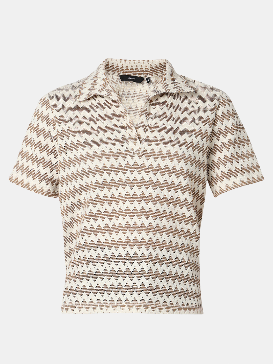 Vero Moda Women Self Design Brown T-Shirt