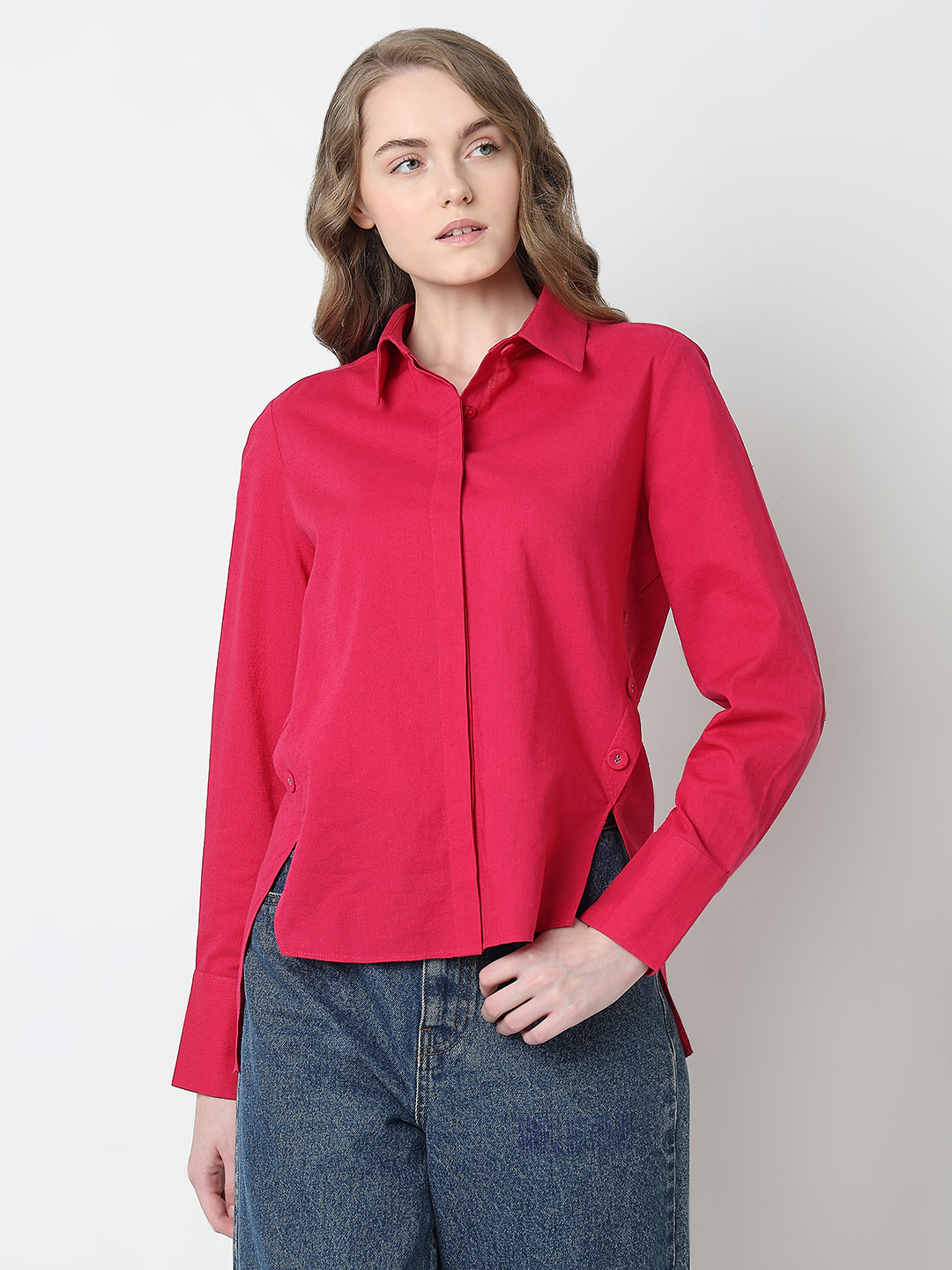 Vero Moda Women Solid Pink Shirt