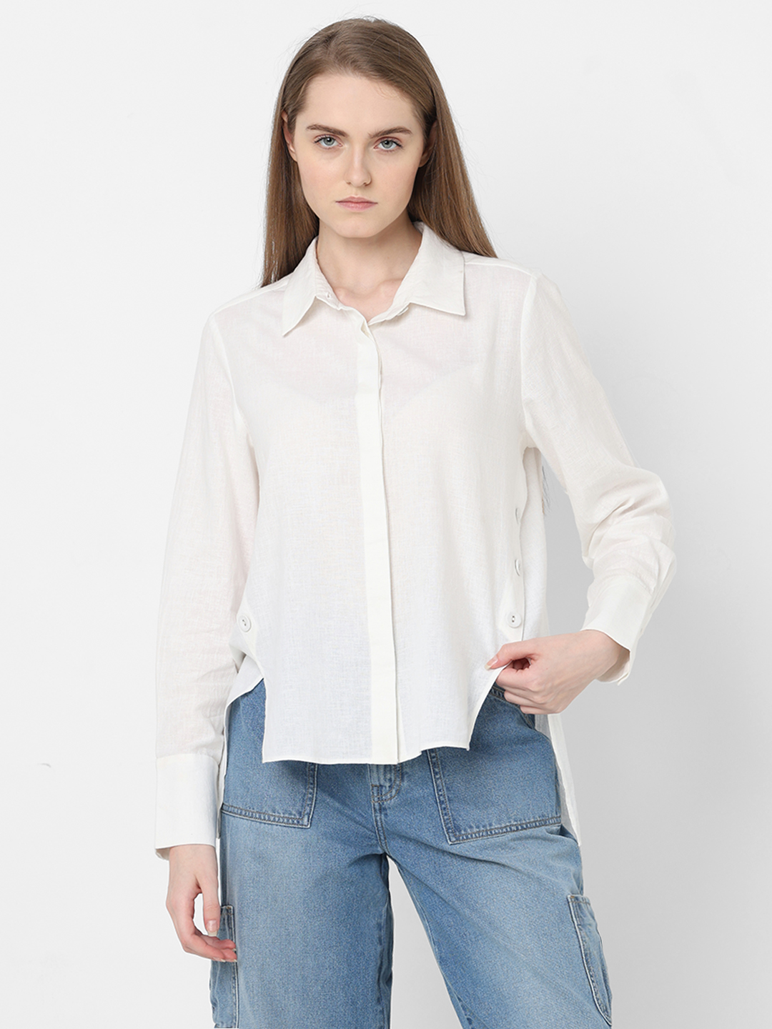 Vero Moda Women Solid White Shirt