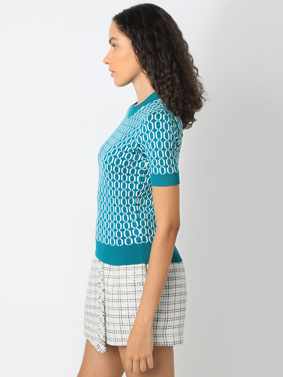 Vero Moda Women Geometric Print Green Top