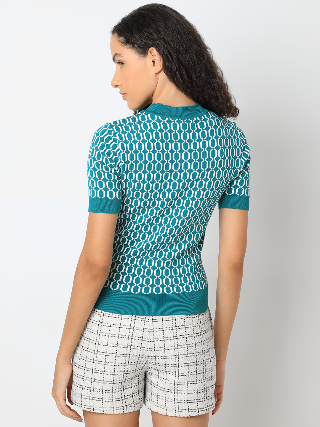Vero Moda Women Geometric Print Green Top