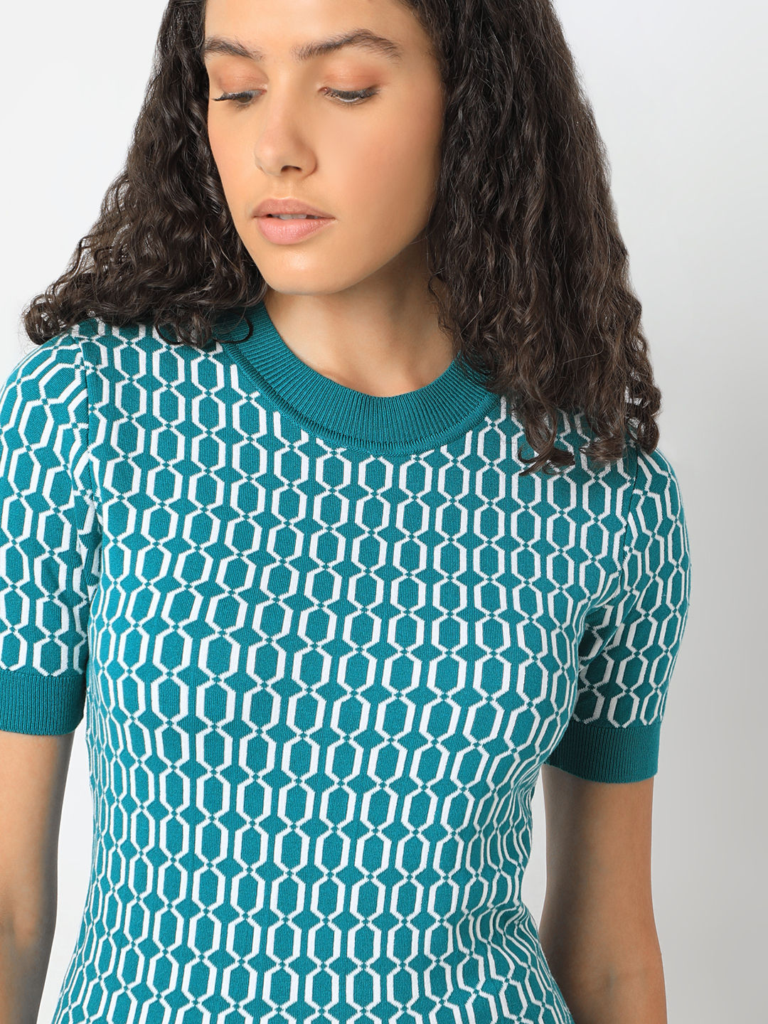 Vero Moda Women Geometric Print Green Top
