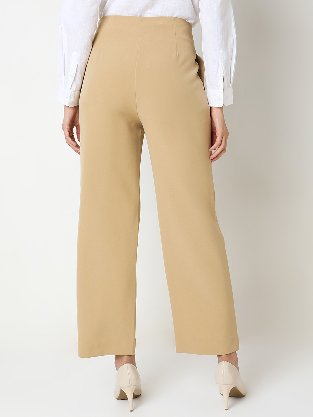 Vero Moda Women Solid Beige Trousers