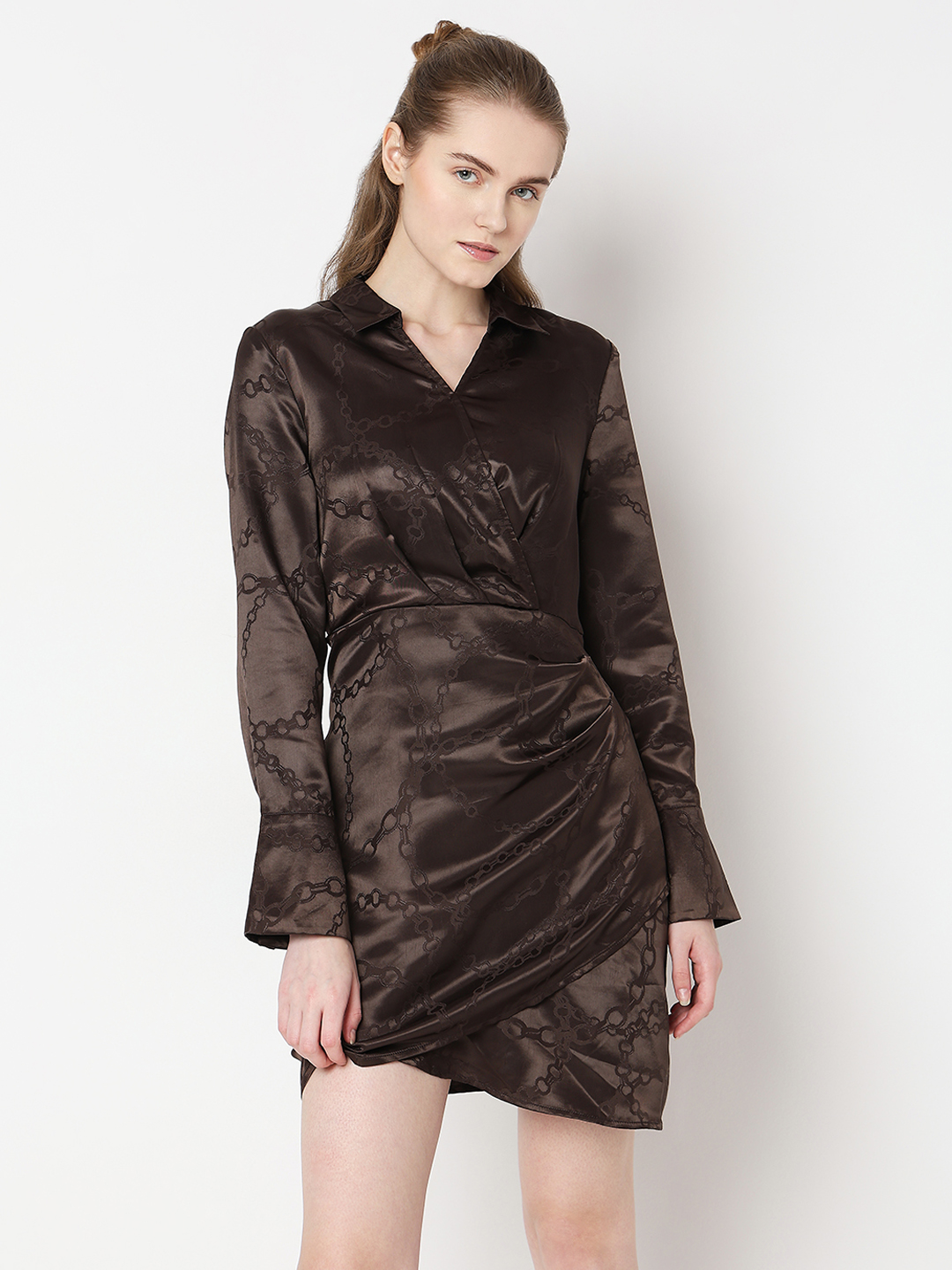 Vero Moda Women Graphic Print Brown Dresses