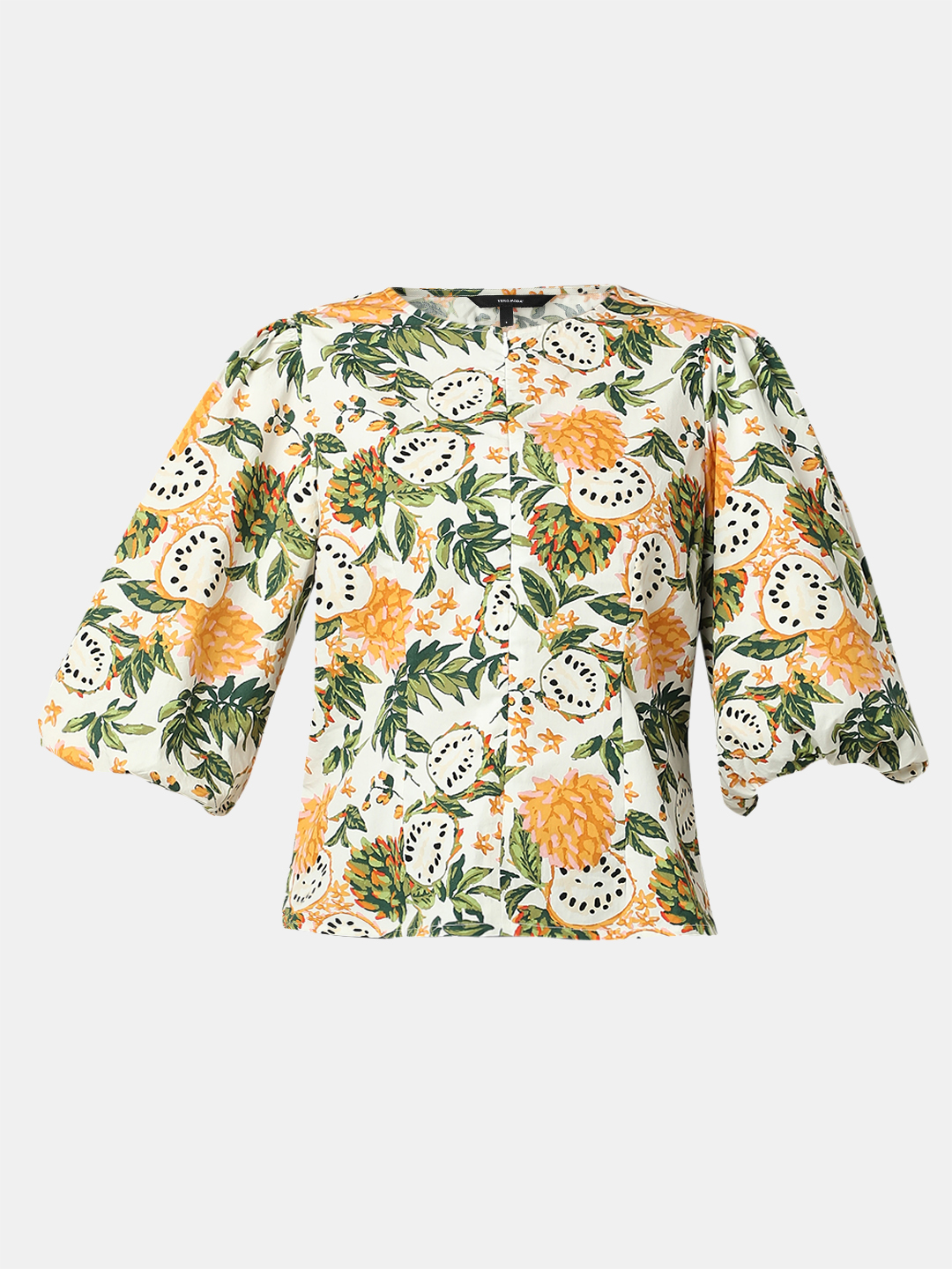 Vero Moda Women Tropical Print Beige Top