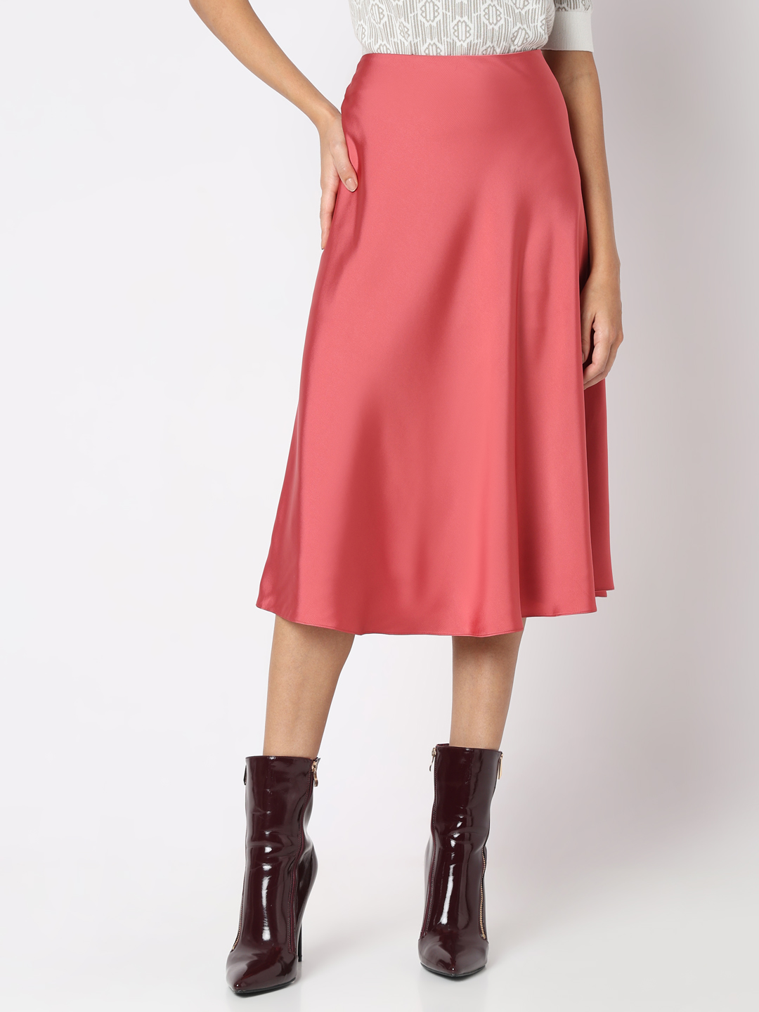 Vero Moda Women Solid Pink Skirt