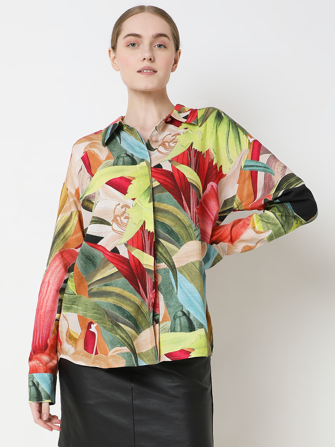 Vero Moda Women Tropical Print Multicolor Shirt