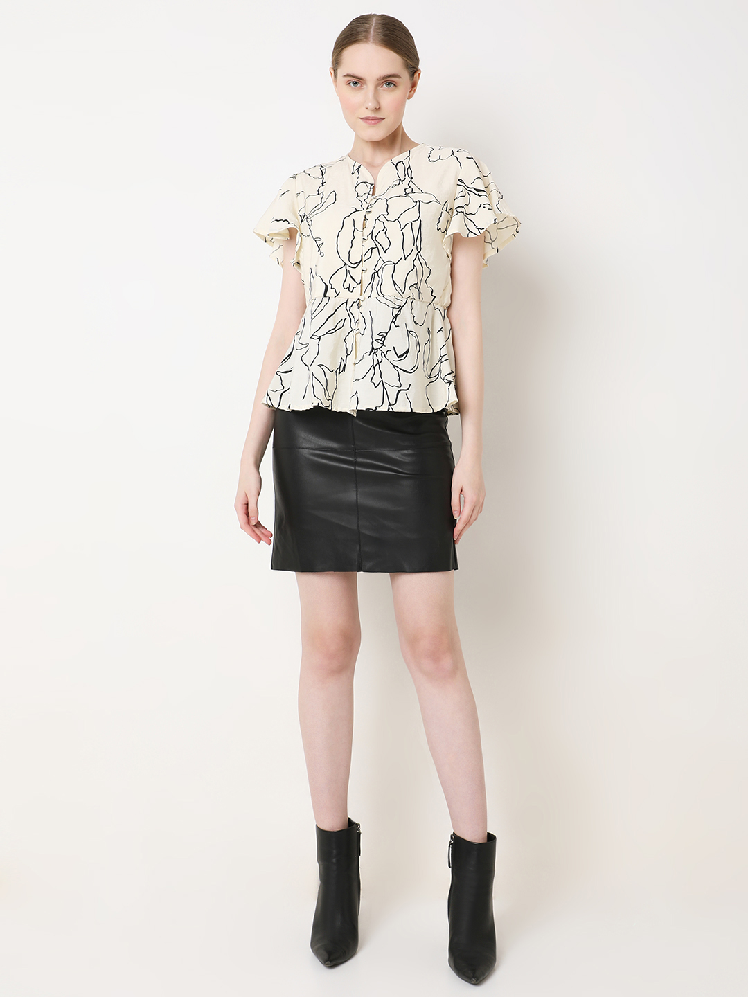 Vero Moda Women Floral Print Off White Top