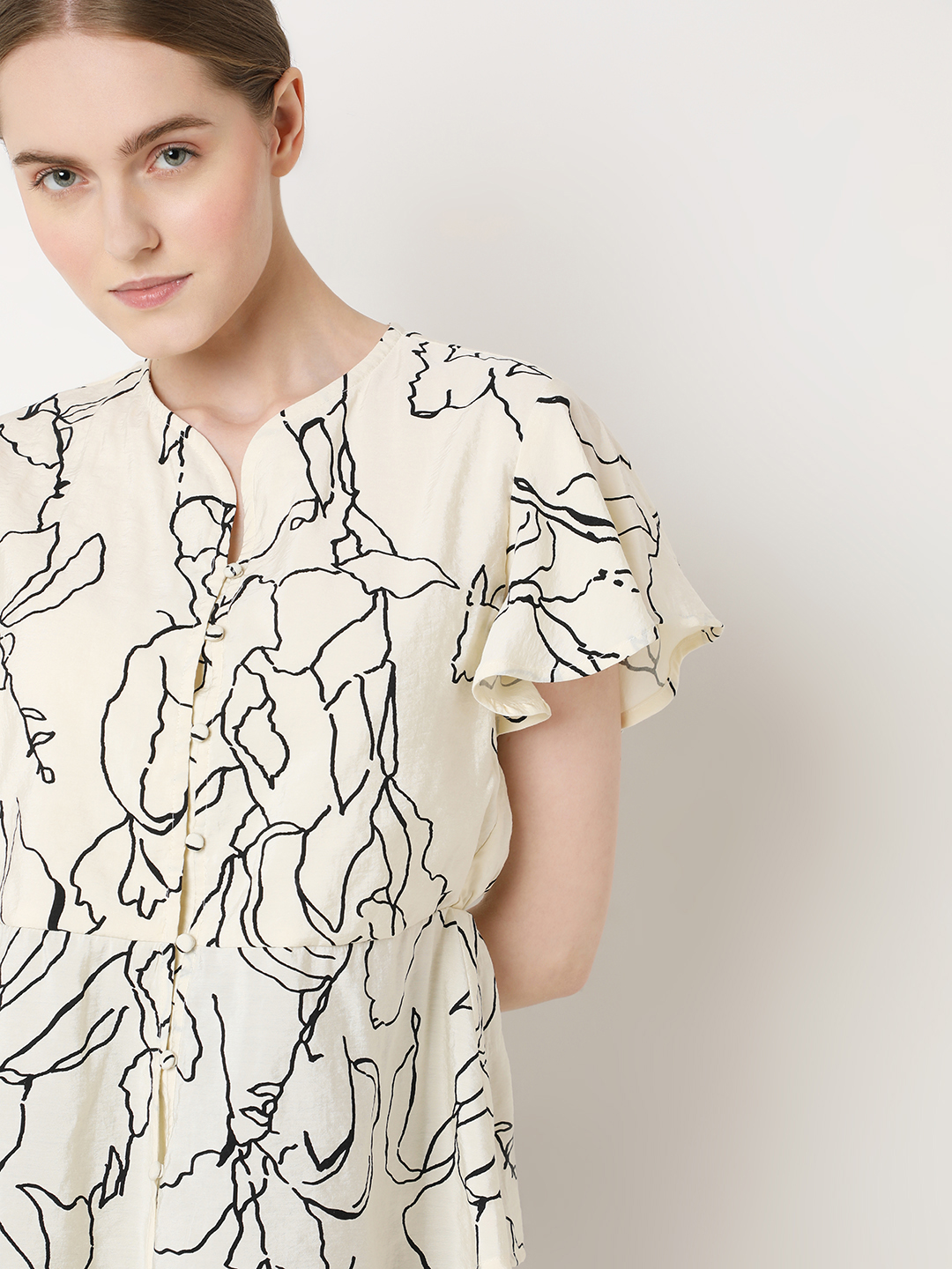 Vero Moda Women Floral Print Off White Top