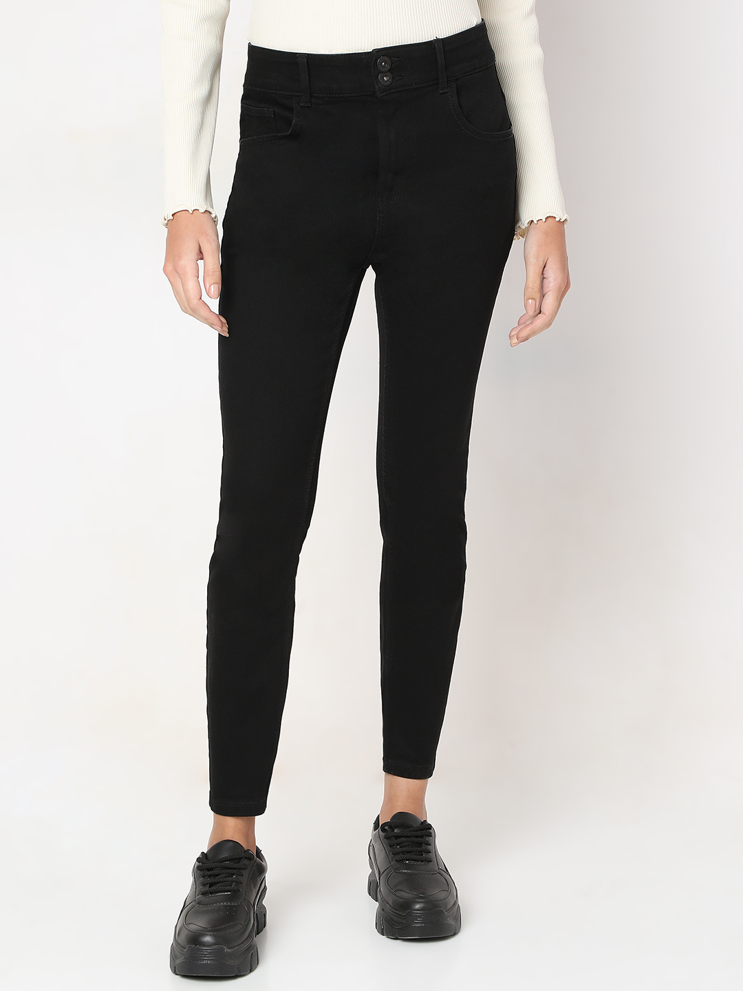 Vero Moda Women Solid Black Jeans