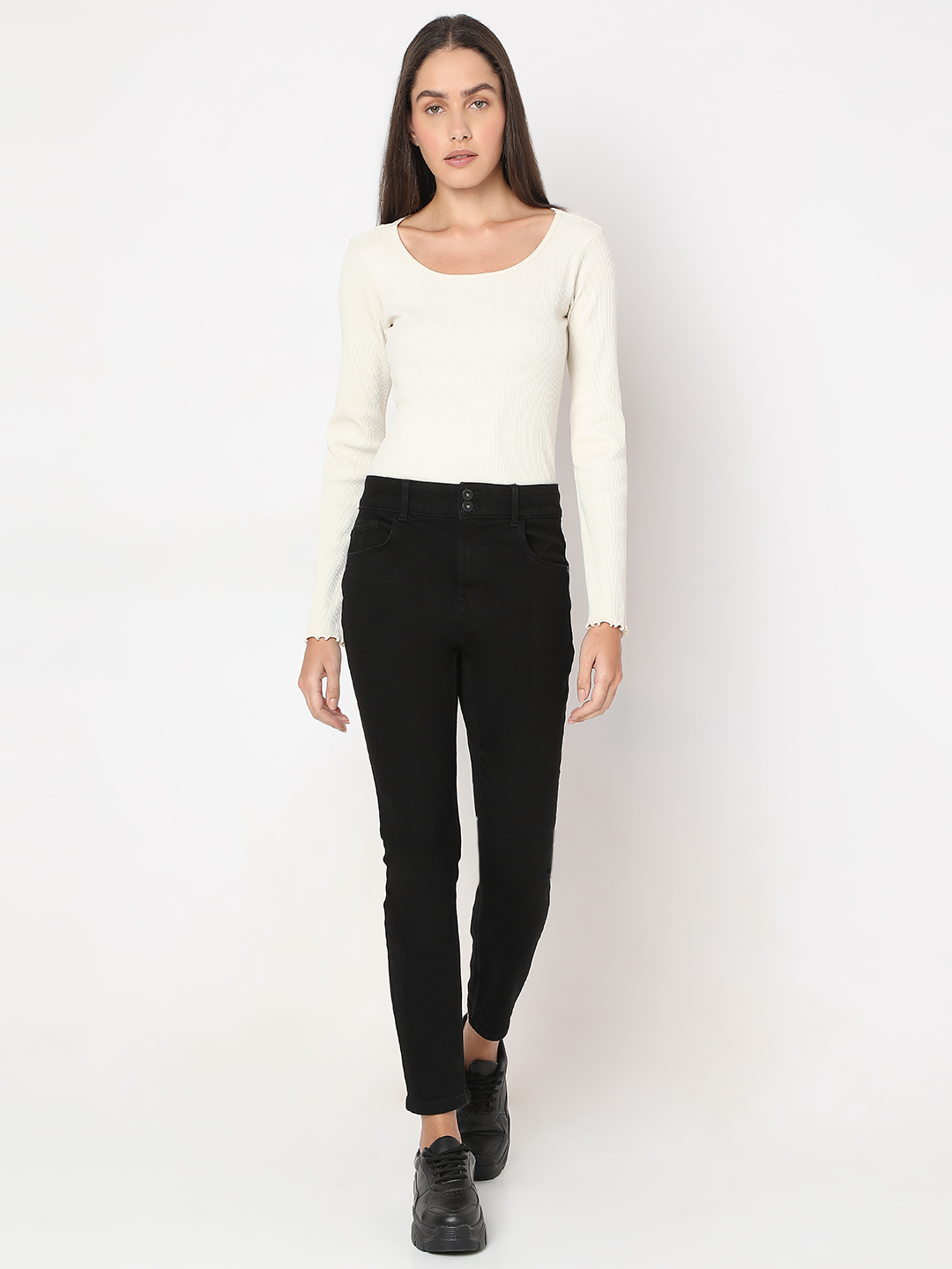 Vero Moda Women Solid Black Jeans