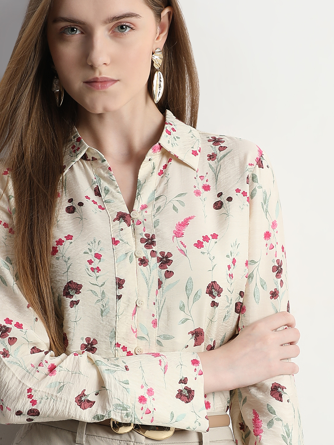 Vero Moda Women Floral Print White Shirt