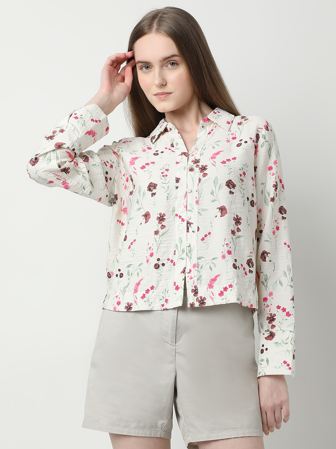 Vero Moda Women Floral Print White Shirt