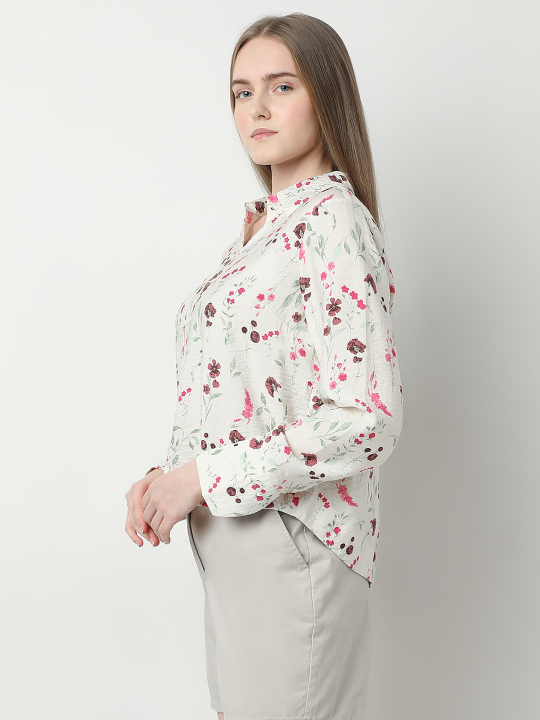 Vero Moda Women Floral Print White Shirt