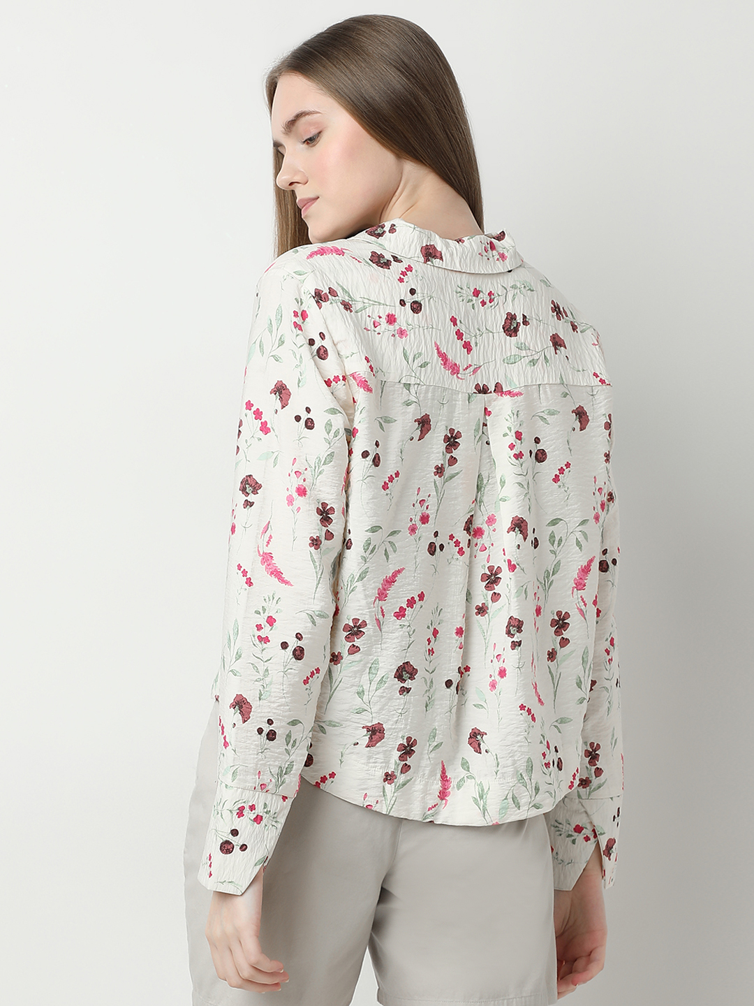 Vero Moda Women Floral Print White Shirt