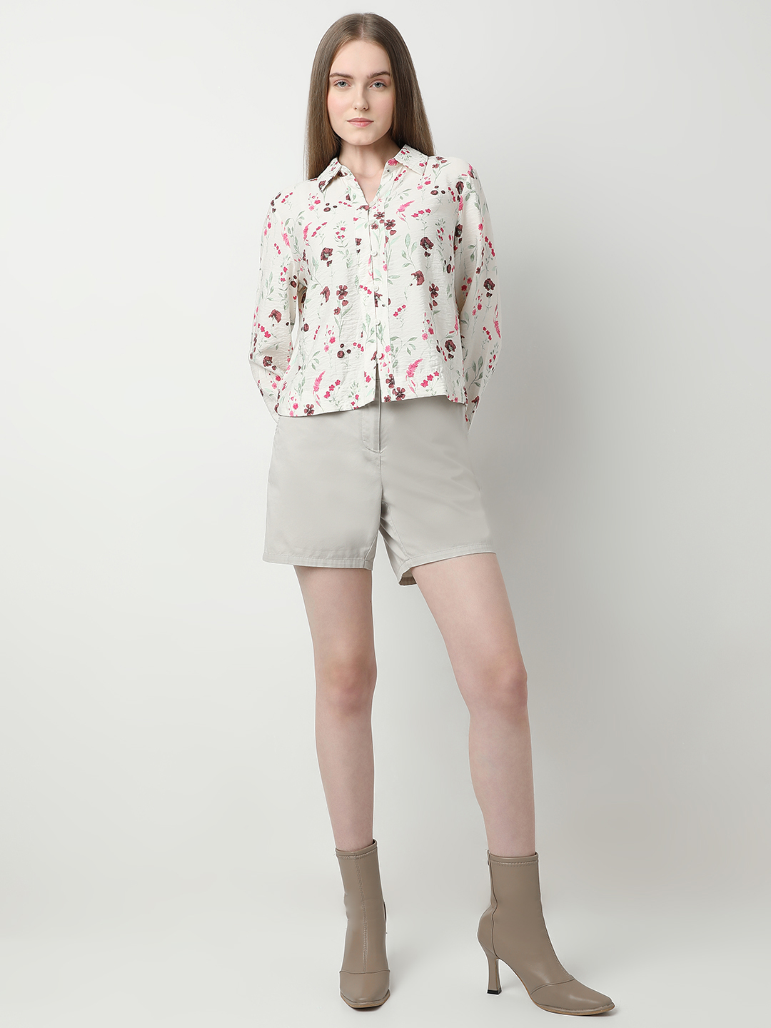 Vero Moda Women Floral Print White Shirt