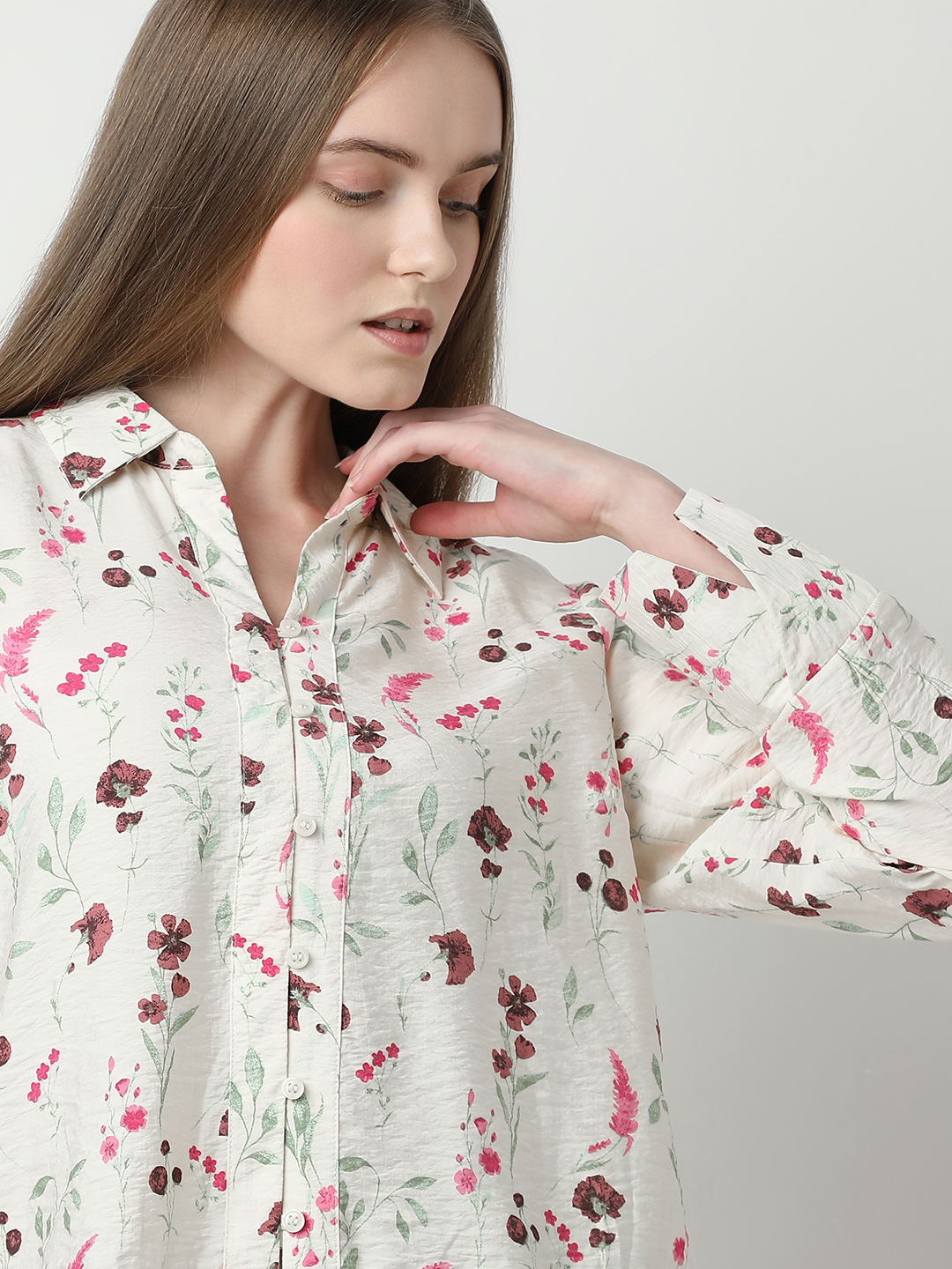 Vero Moda Women Floral Print White Shirt