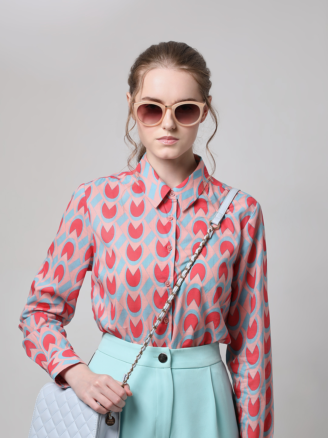 Vero Moda Women Abstract Pink Shirt