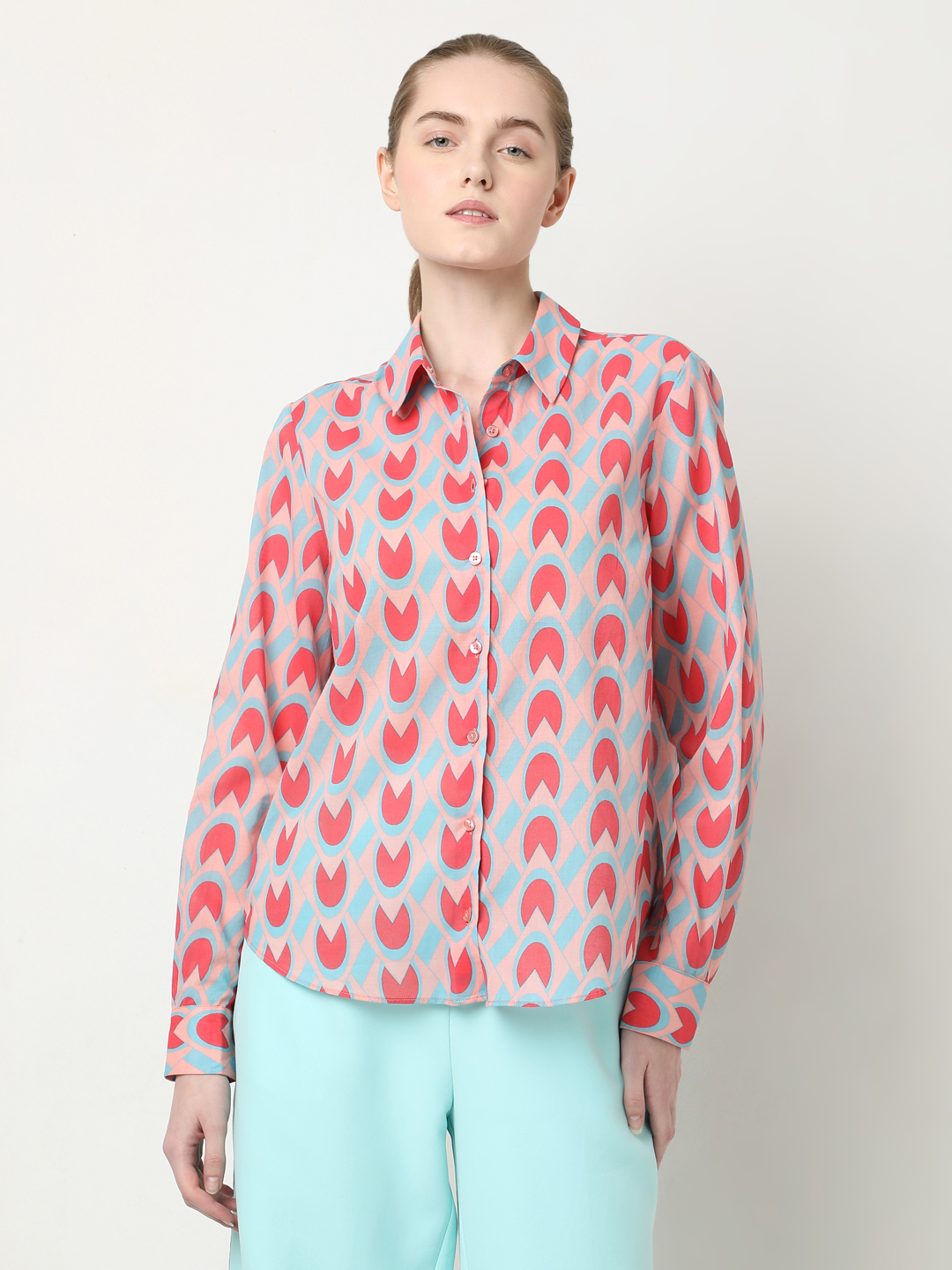 Vero Moda Women Abstract Pink Shirt