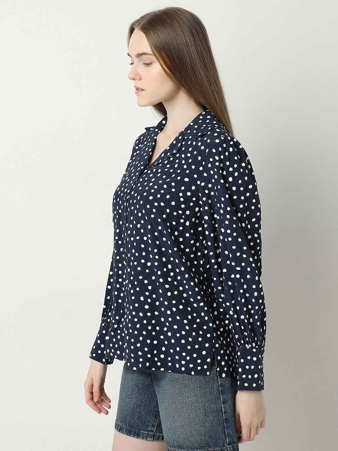 Vero Moda Women Polka Print Navy Shirt