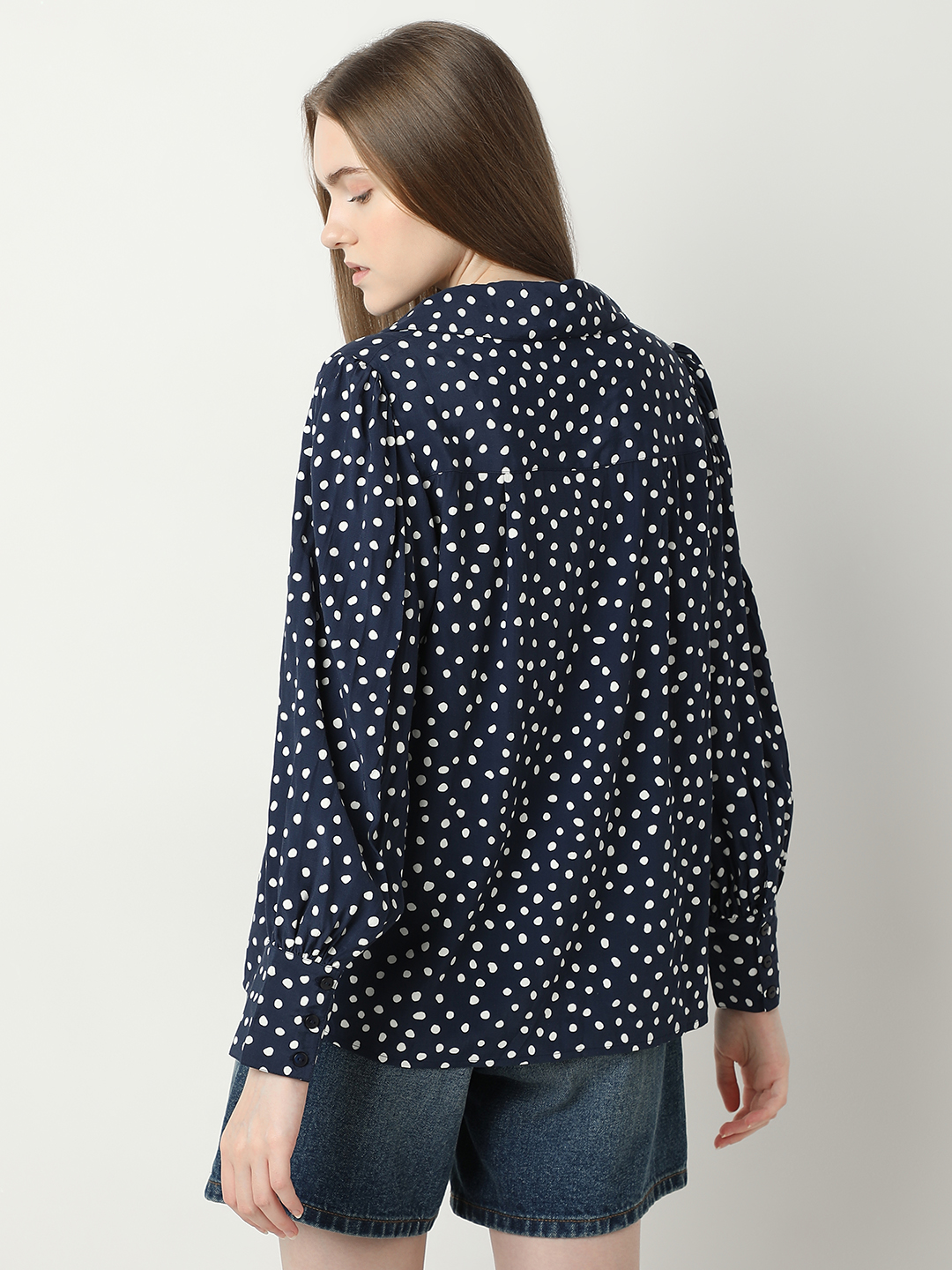 Vero Moda Women Polka Print Navy Shirt