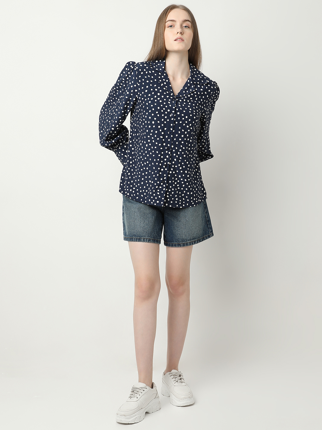 Vero Moda Women Polka Print Navy Shirt