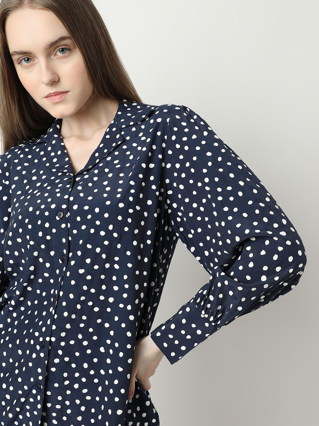 Vero Moda Women Polka Print Navy Shirt