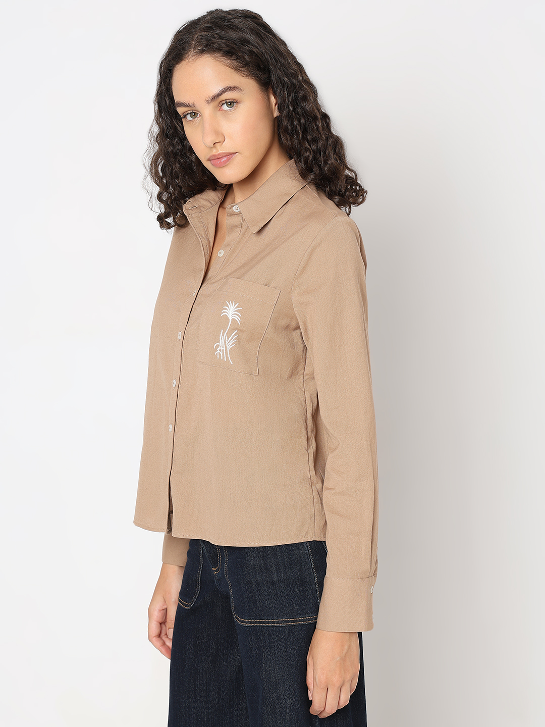 Vero Moda Women Solid Brown Shirt