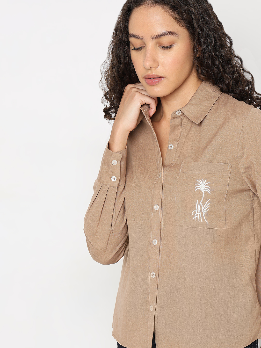 Vero Moda Women Solid Brown Shirt