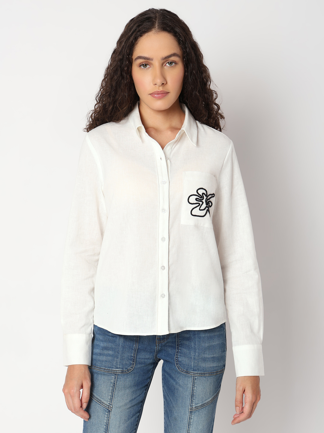 Vero Moda Women Solid White Shirt