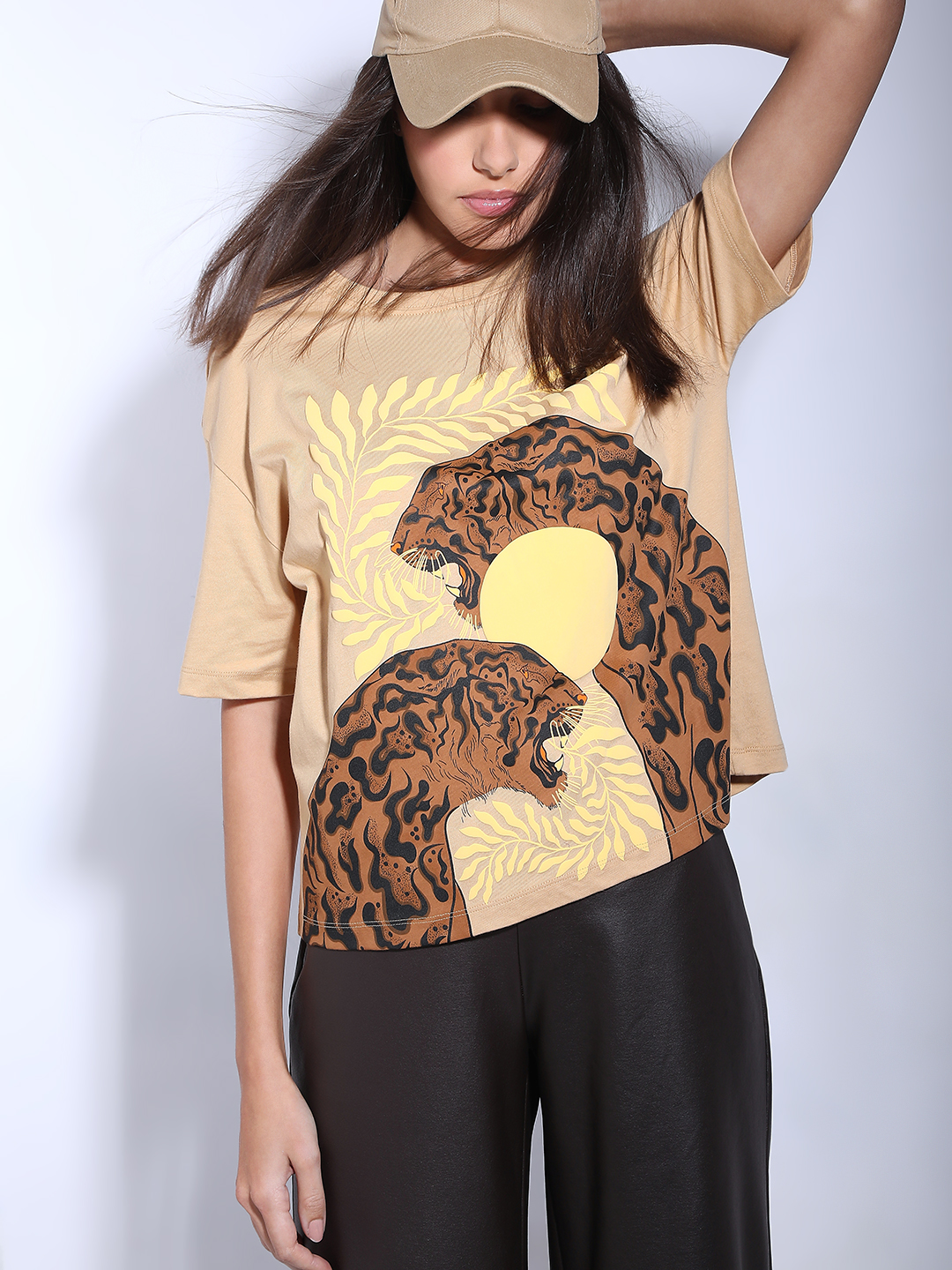 Vero Moda Women Animal Print Brown T-Shirt