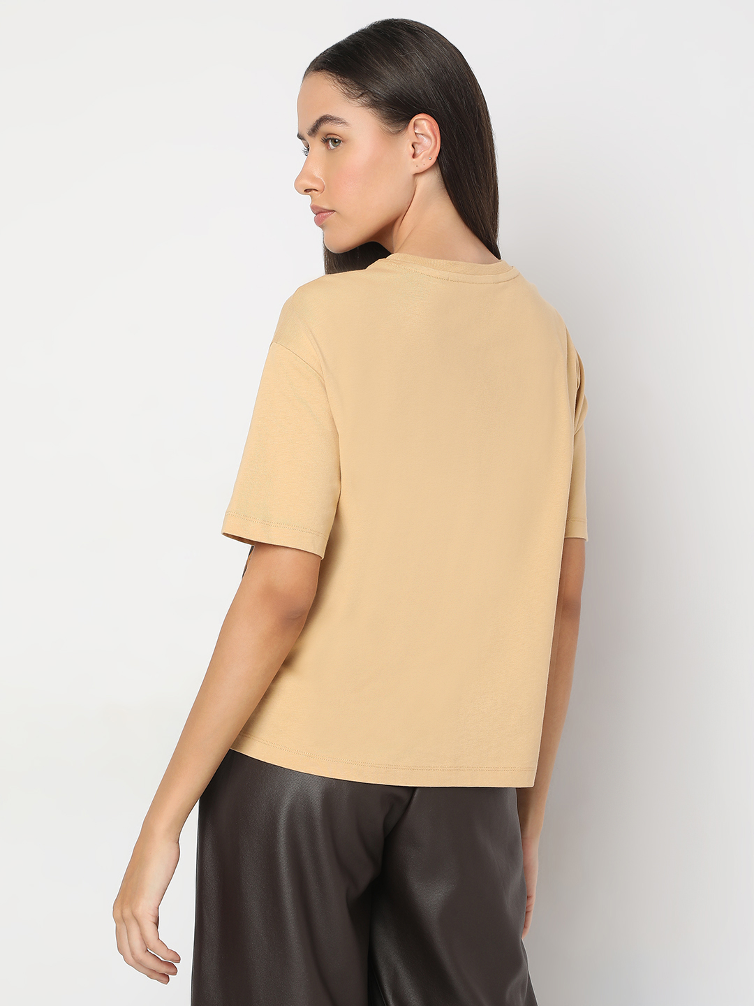 Vero Moda Women Animal Print Brown T-Shirt