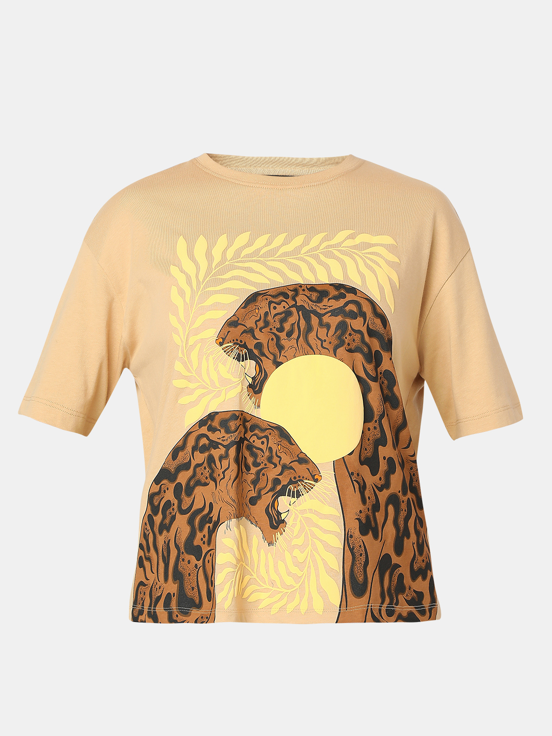Vero Moda Women Animal Print Brown T-Shirt