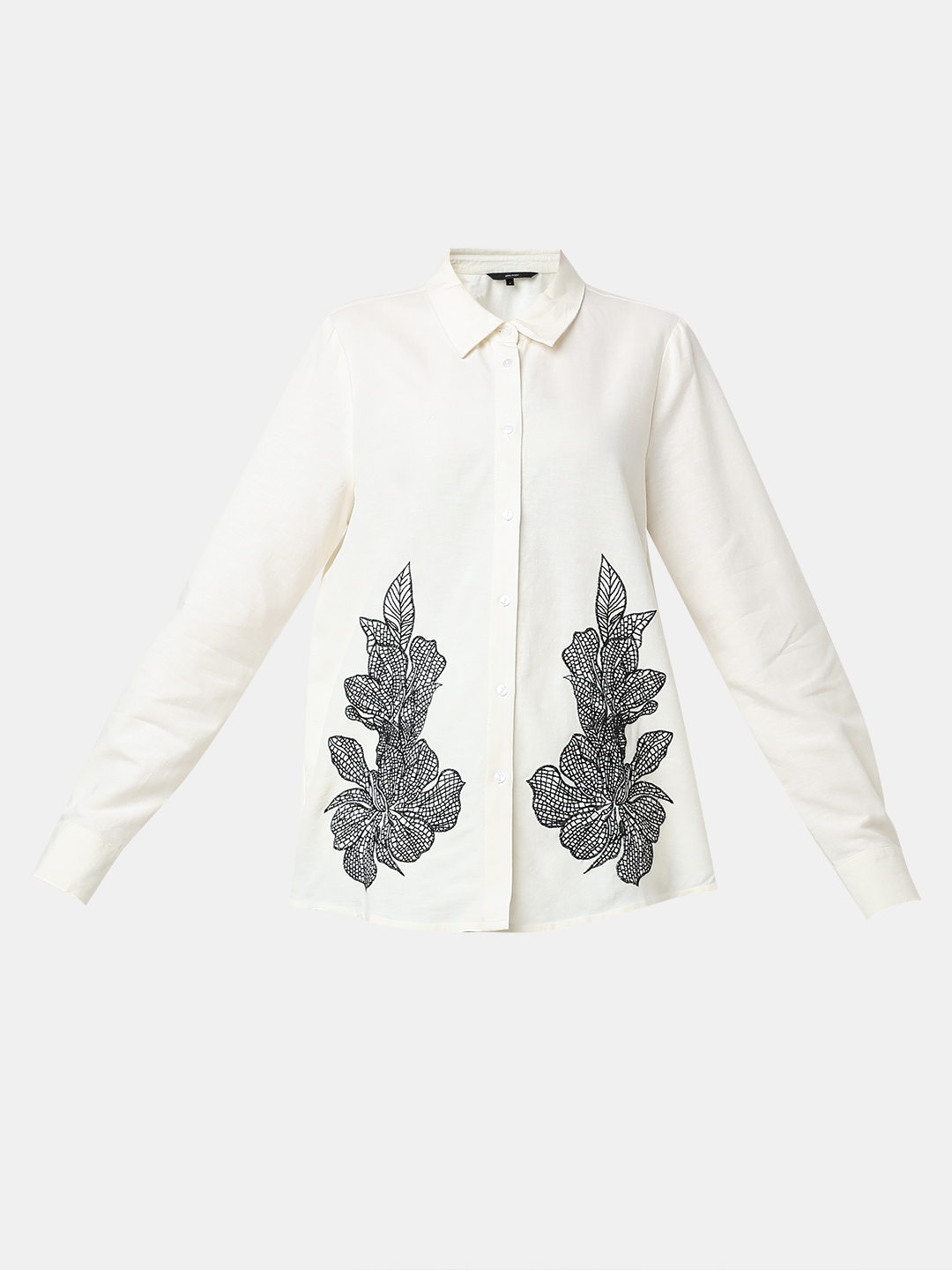 Vero Moda Women Embroidered Cream Shirt