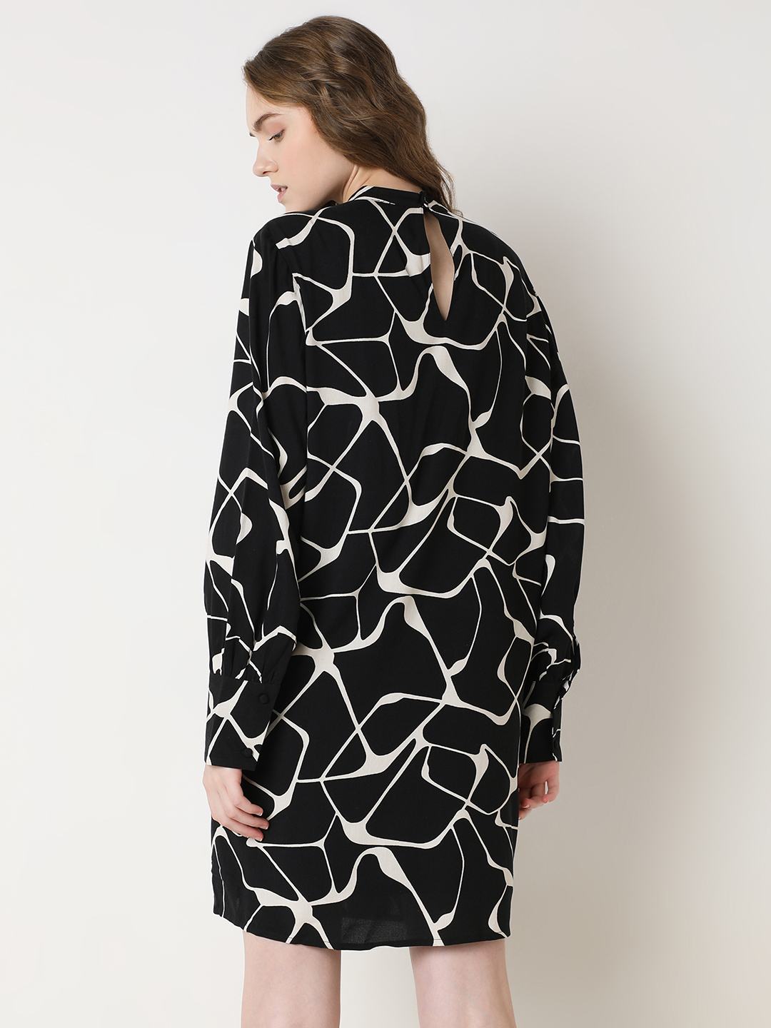 Vero Moda Women Abstract Black Dresses