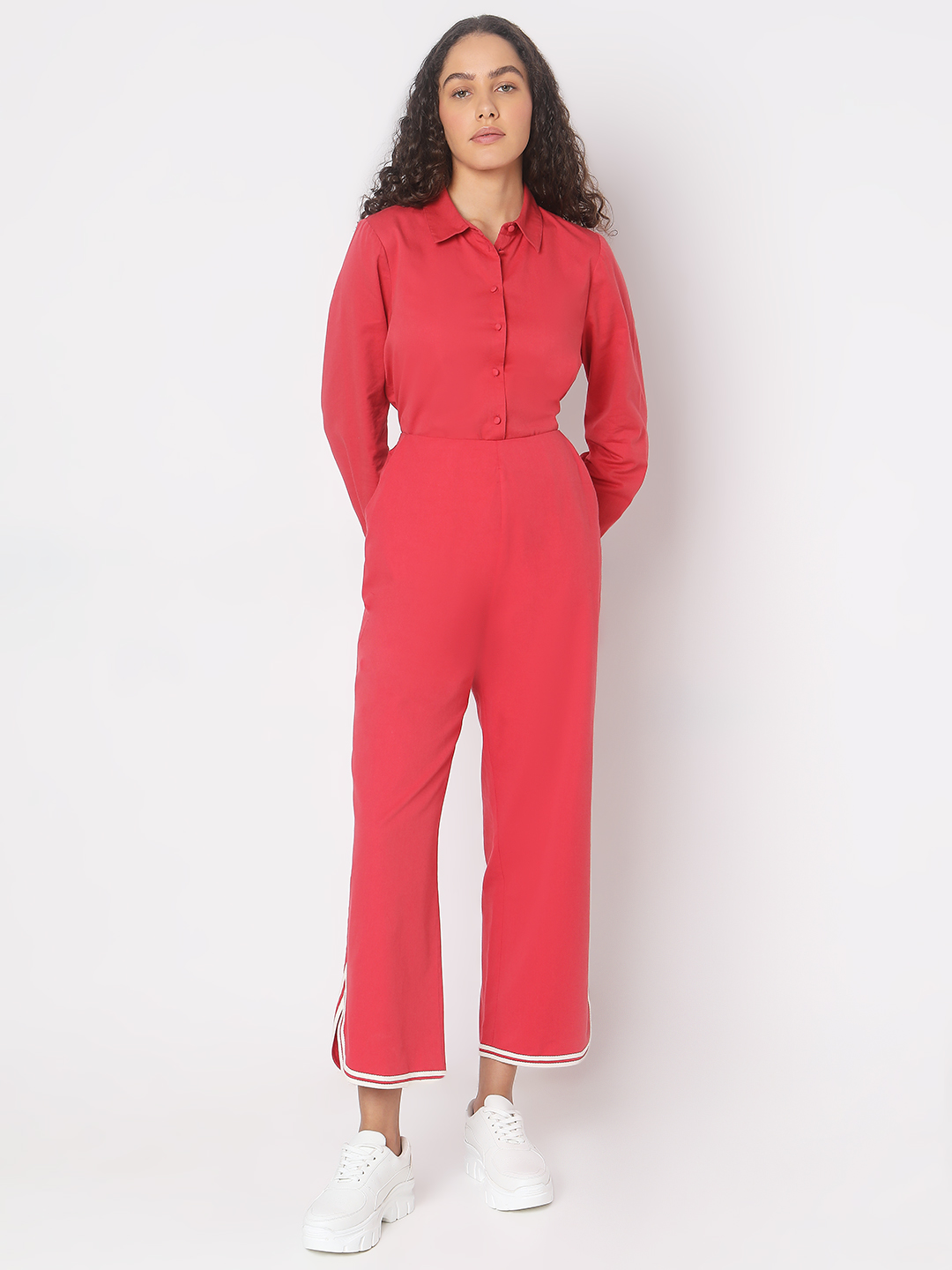 Vero Moda Women Solid Pink Pant