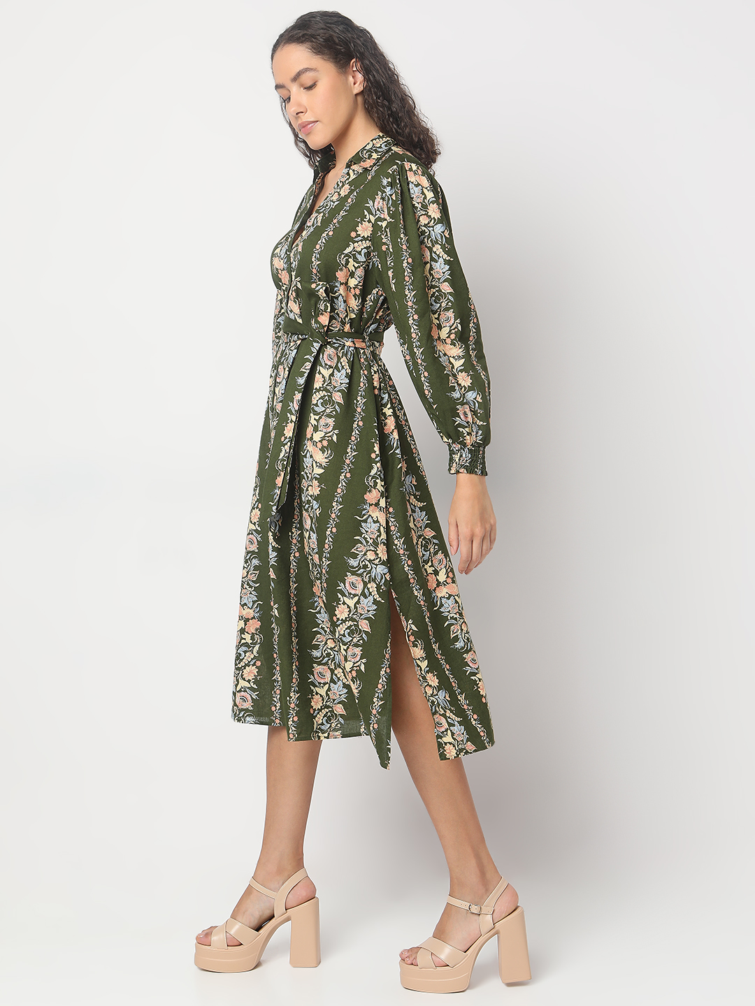 Vero Moda Women Floral Print Green Dresses