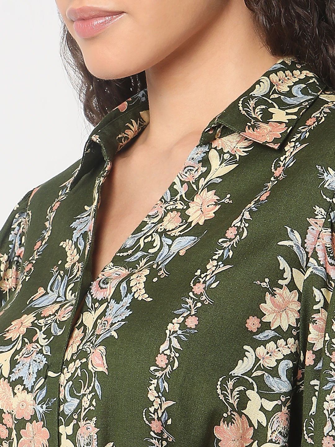 Vero Moda Women Floral Print Green Dresses