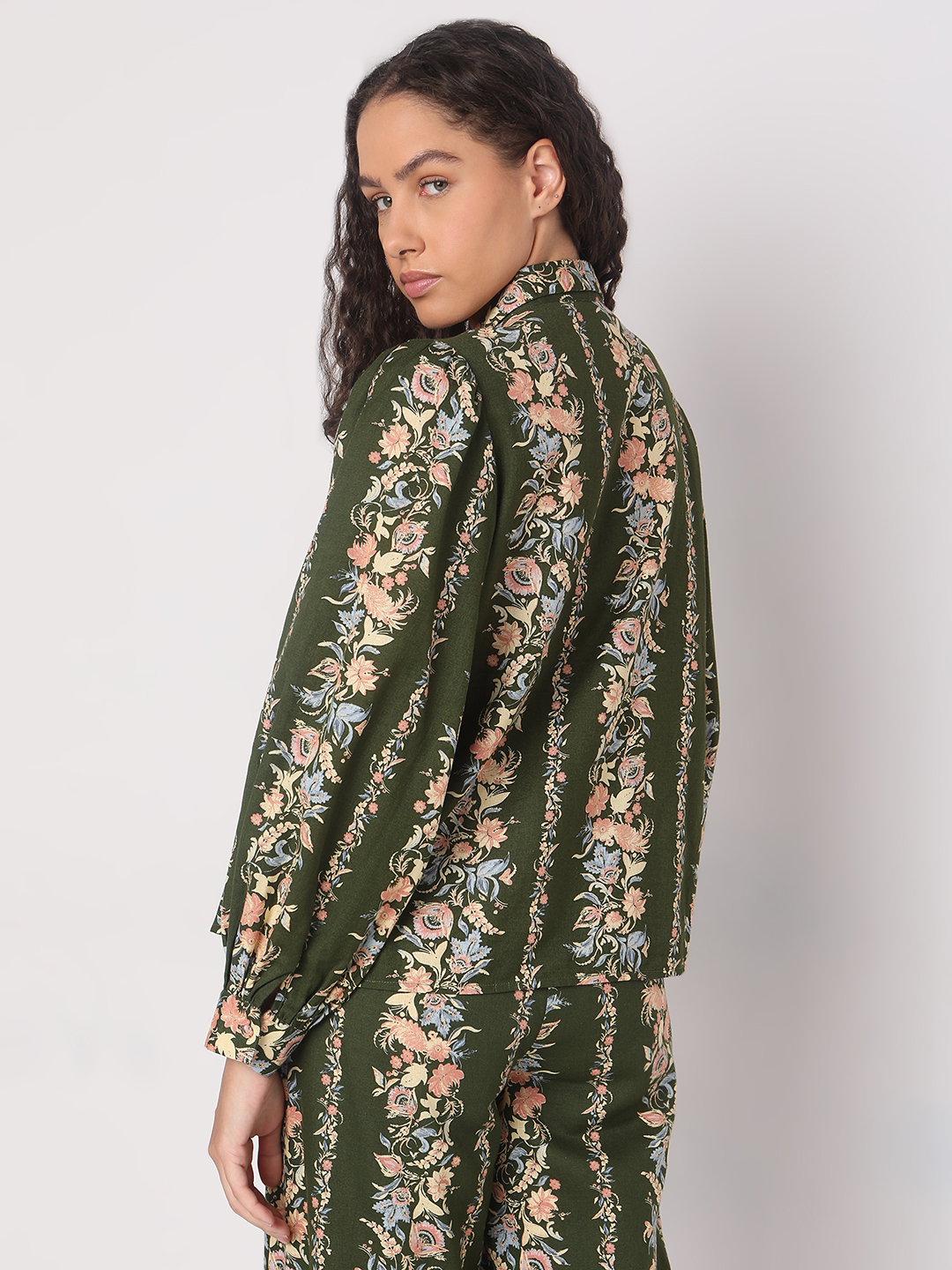 Vero Moda Women Floral Print Green Shirt