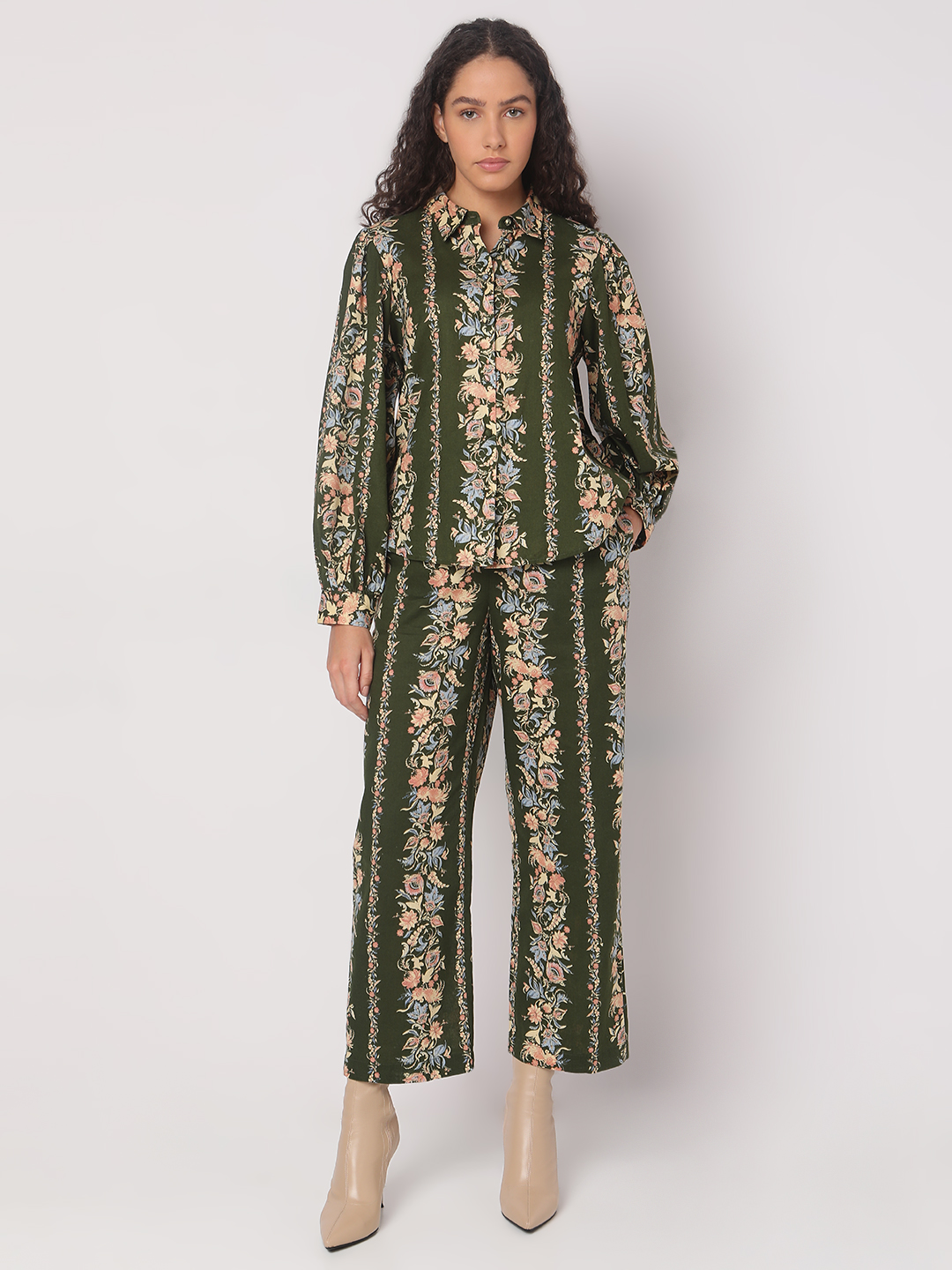 Vero Moda Women Floral Print Green Shirt