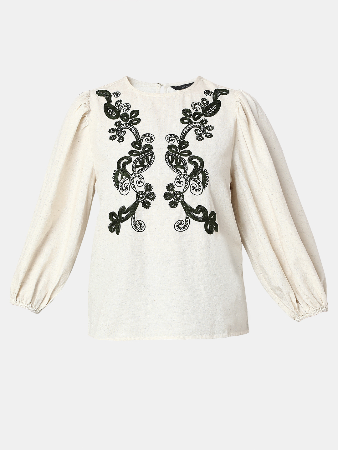 Vero Moda Women Embroidered Beige Top