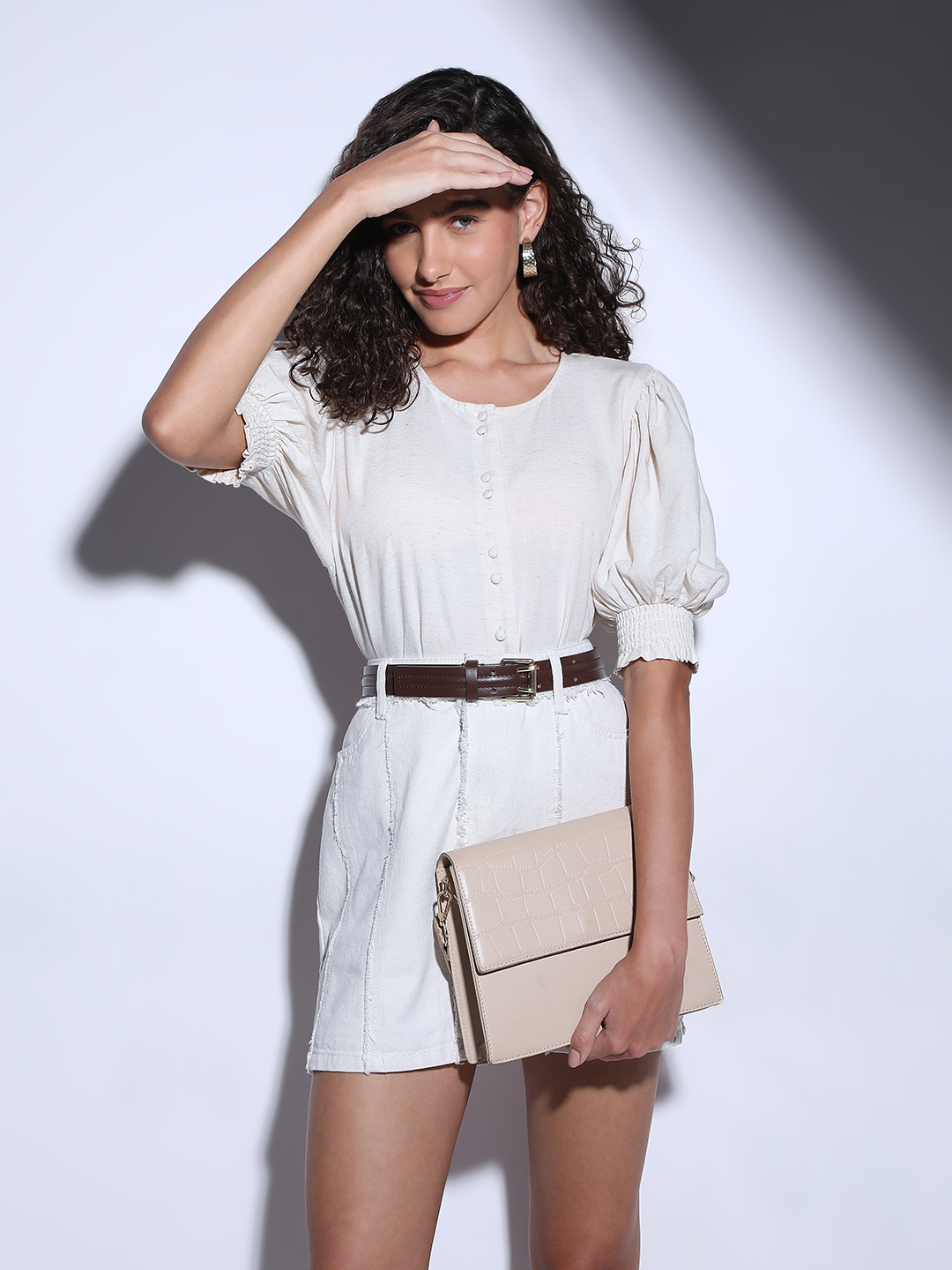 Vero Moda Women Solid Off White Top