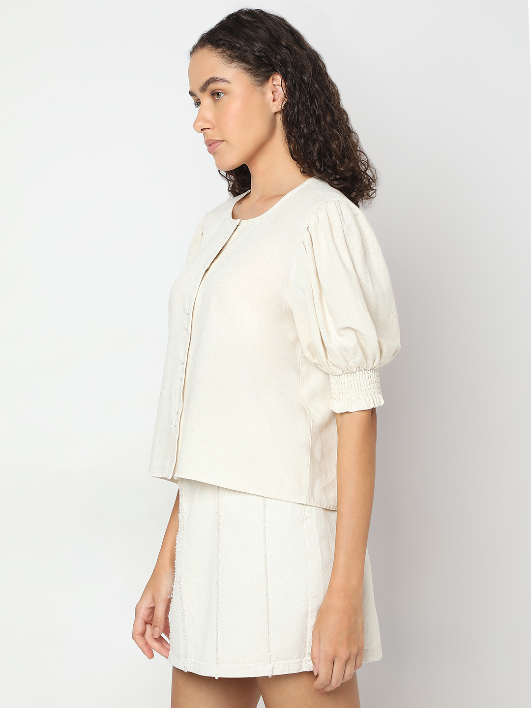 Vero Moda Women Solid Off White Top