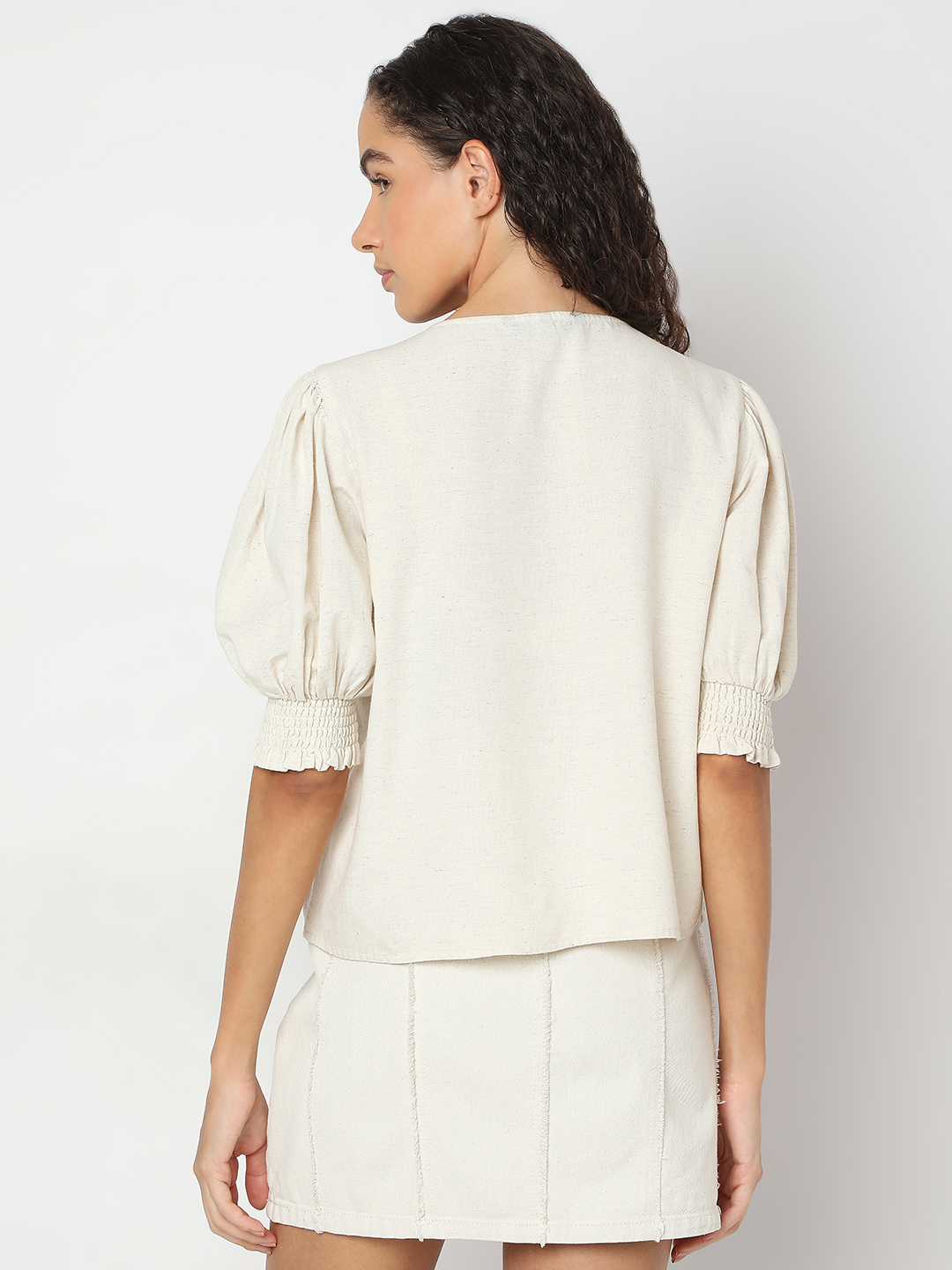 Vero Moda Women Solid Off White Top