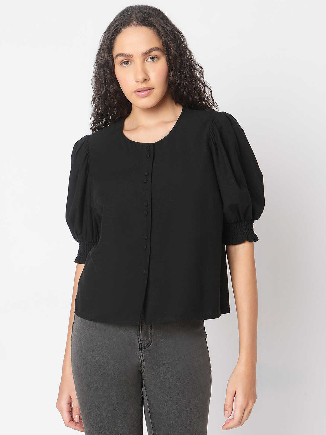 Vero Moda Women Solid Black Top