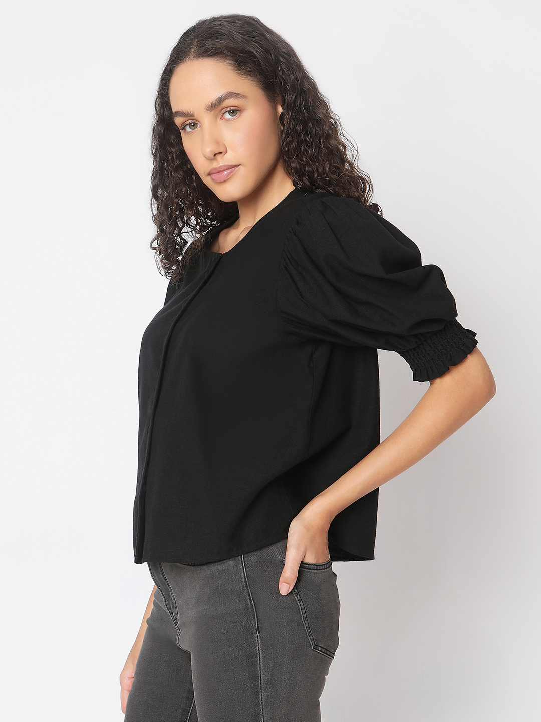 Vero Moda Women Solid Black Top