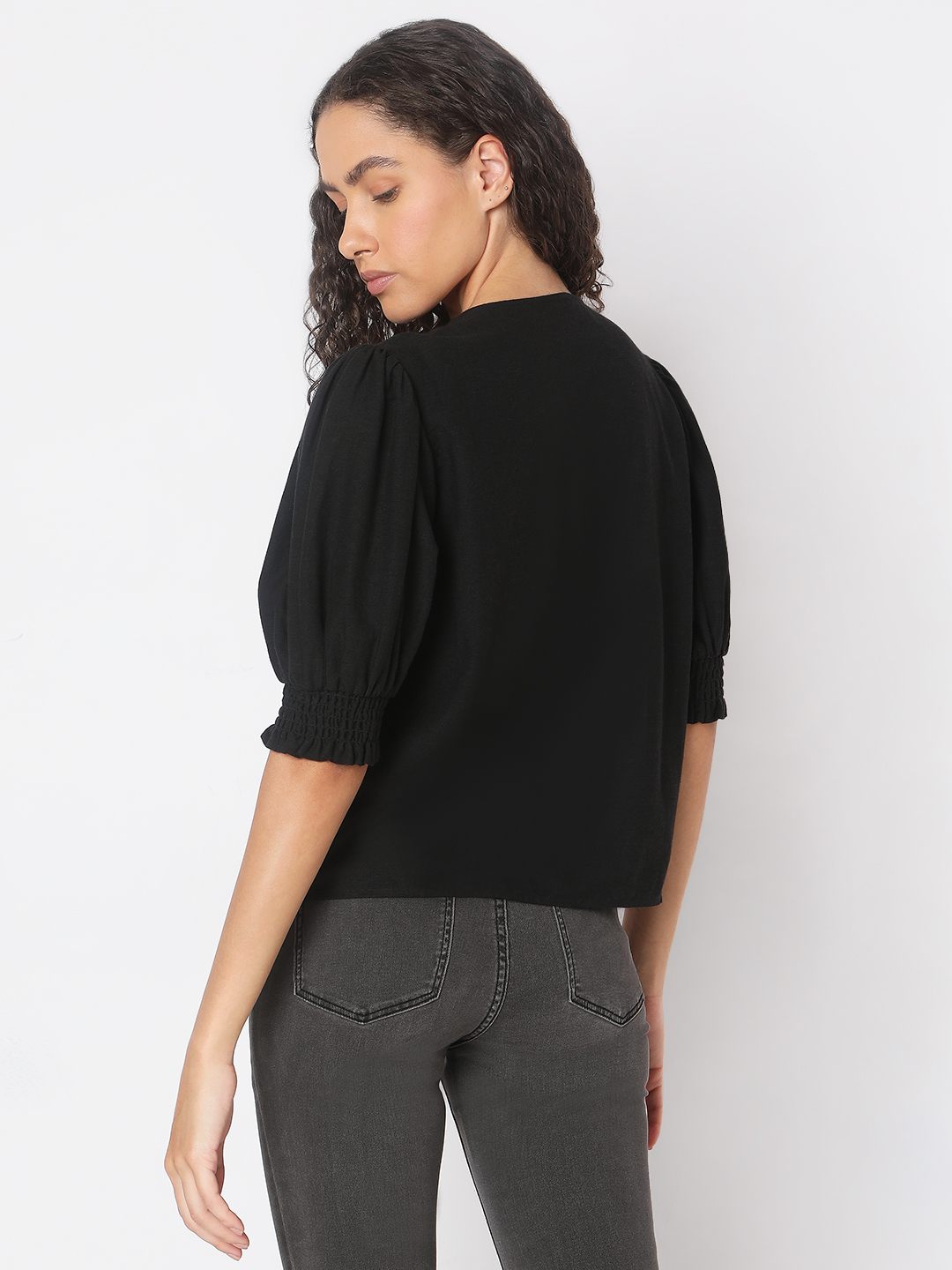Vero Moda Women Solid Black Top