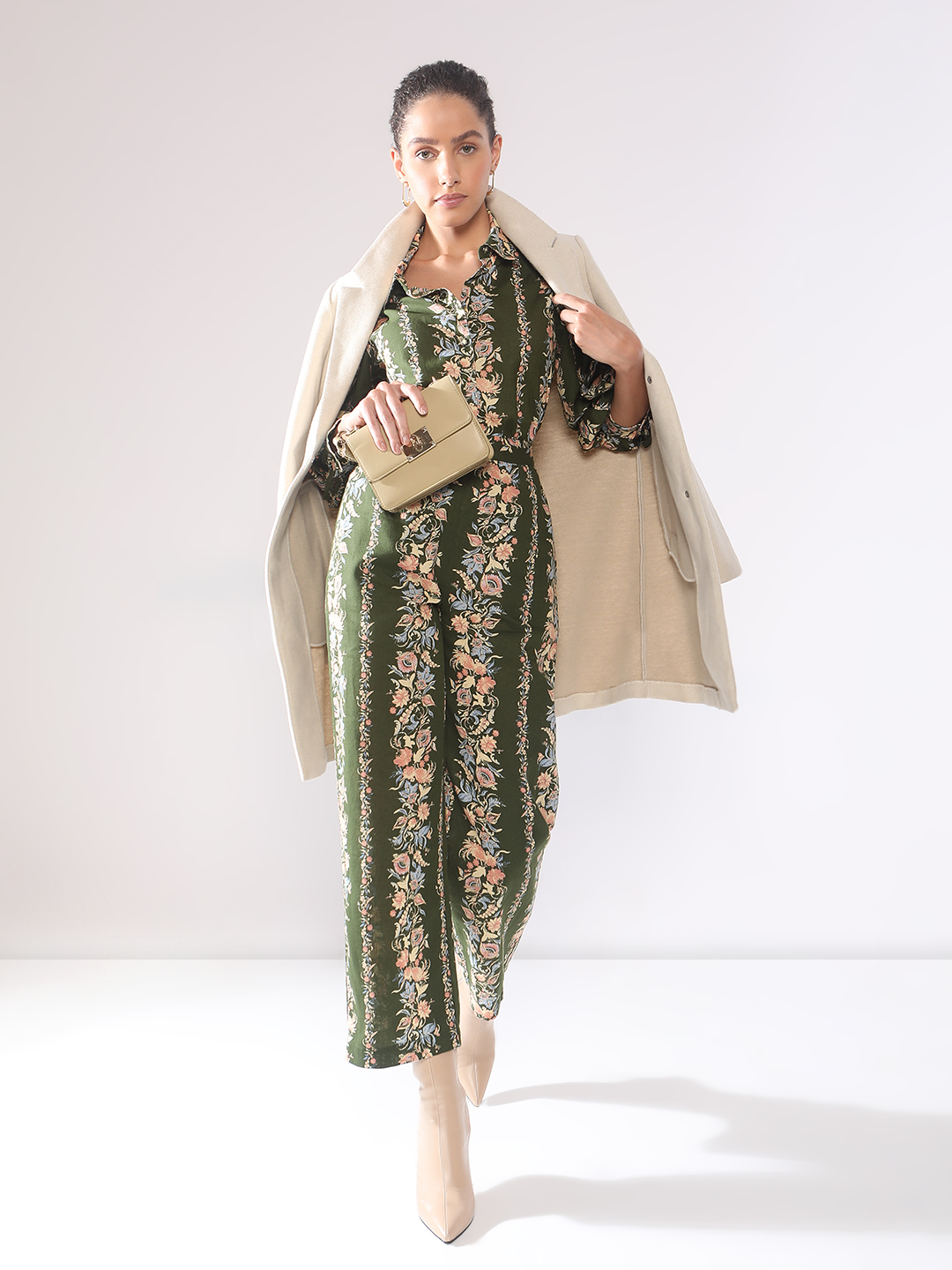 Vero Moda Women Floral Print Green Pant