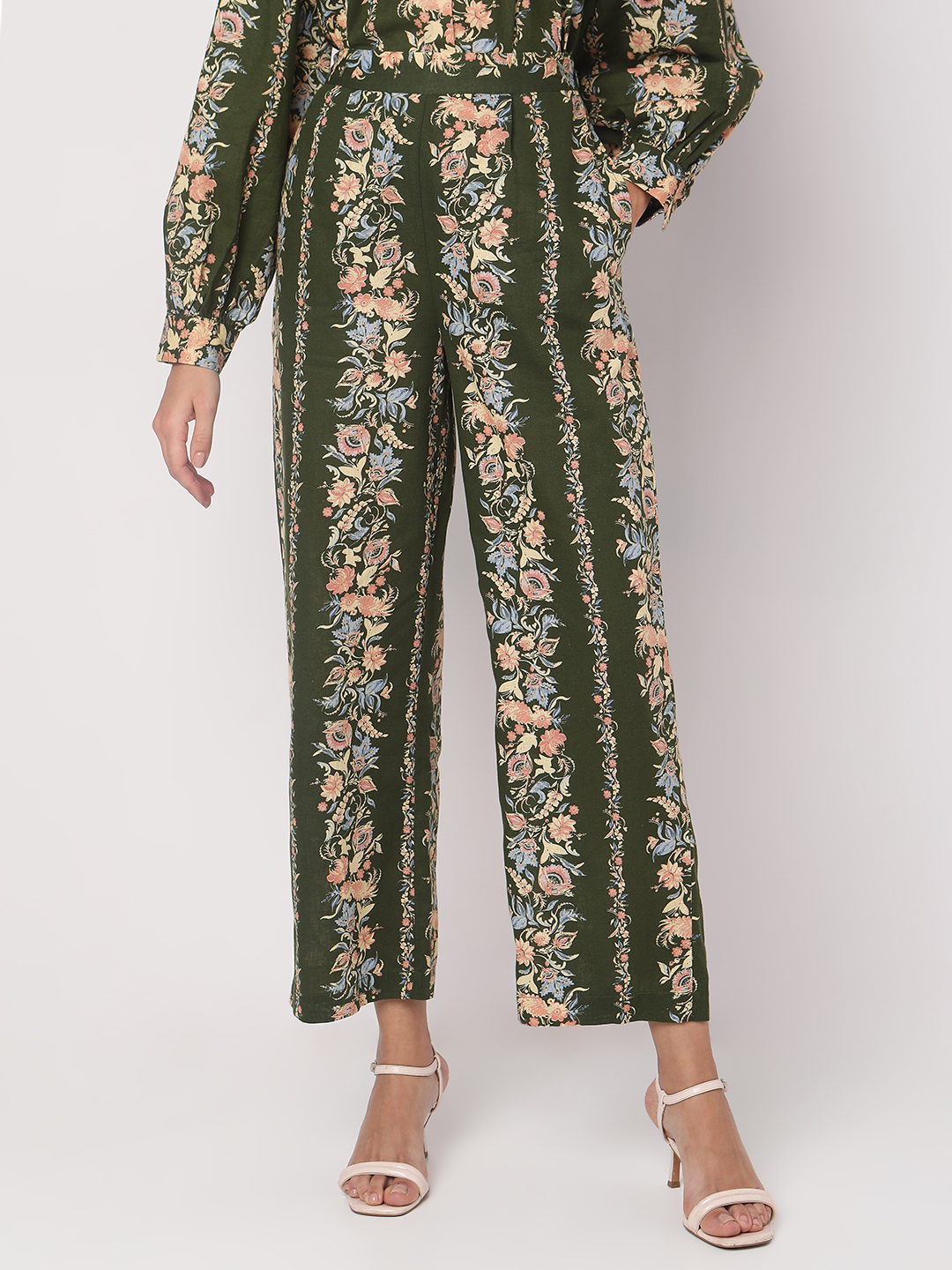Vero Moda Women Floral Print Green Pant